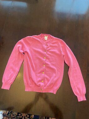 Crewcuts Kids 100% Cotton Cardigan Sweater Gold Buttons Size 14 in Hot Pink